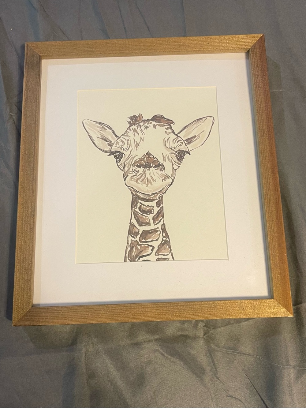 Hobby Lobby Brown and Cream Giraffe Portrait with Gold Frame